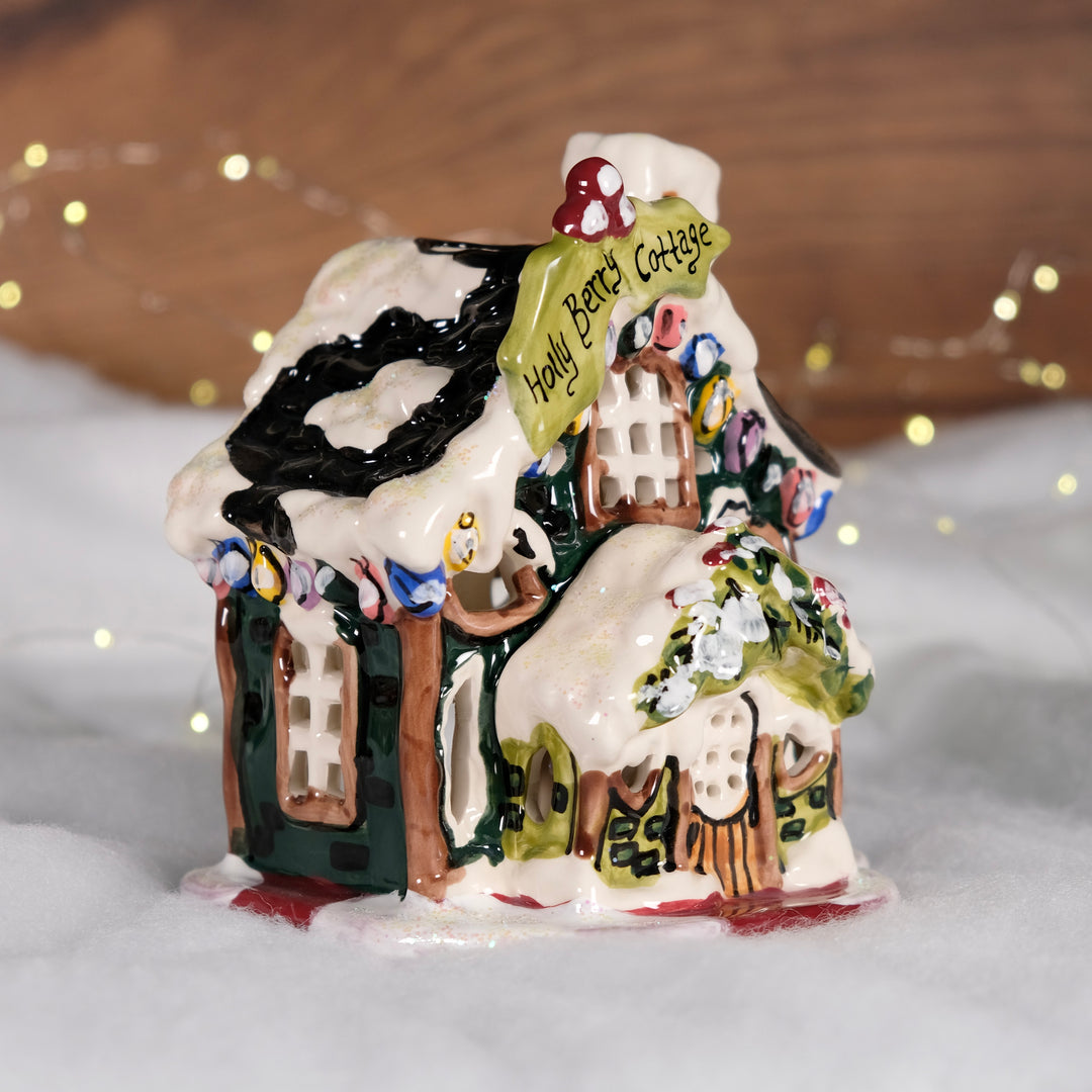Holly Berry Cottage Candle House