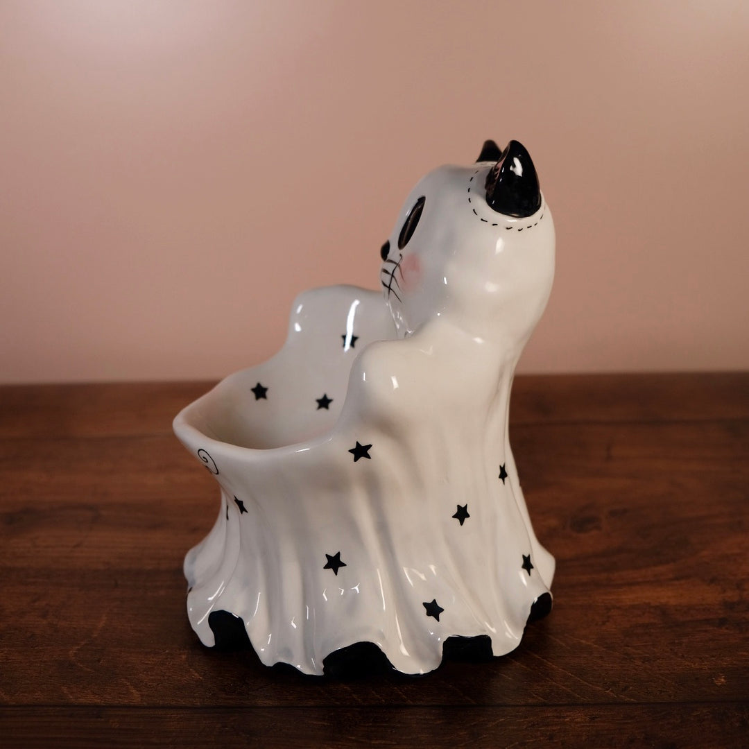 Cat Ghost Pedestal Bowl