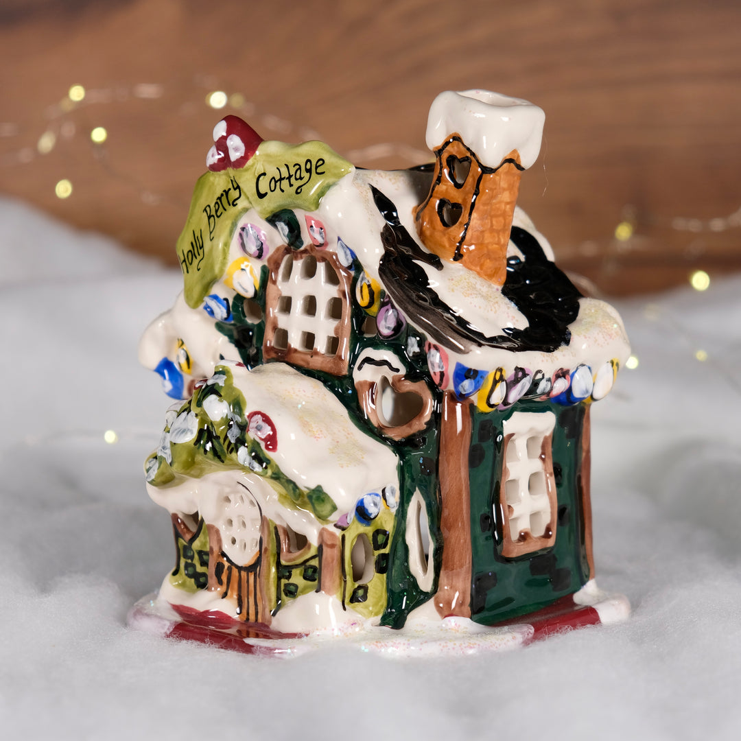 Holly Berry Cottage Candle House