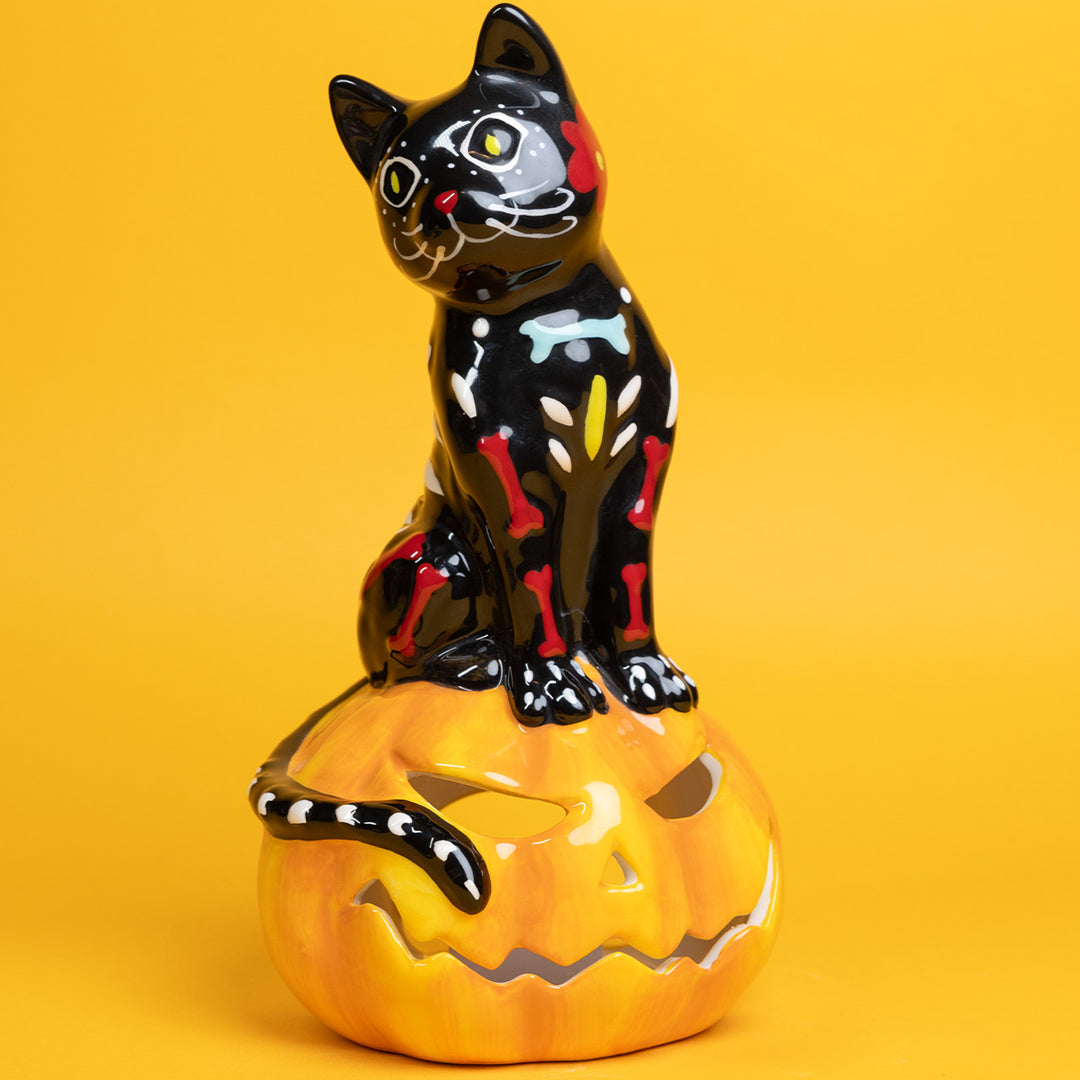 Clayworks Sylvester the cat Day of the Dead tealight holder