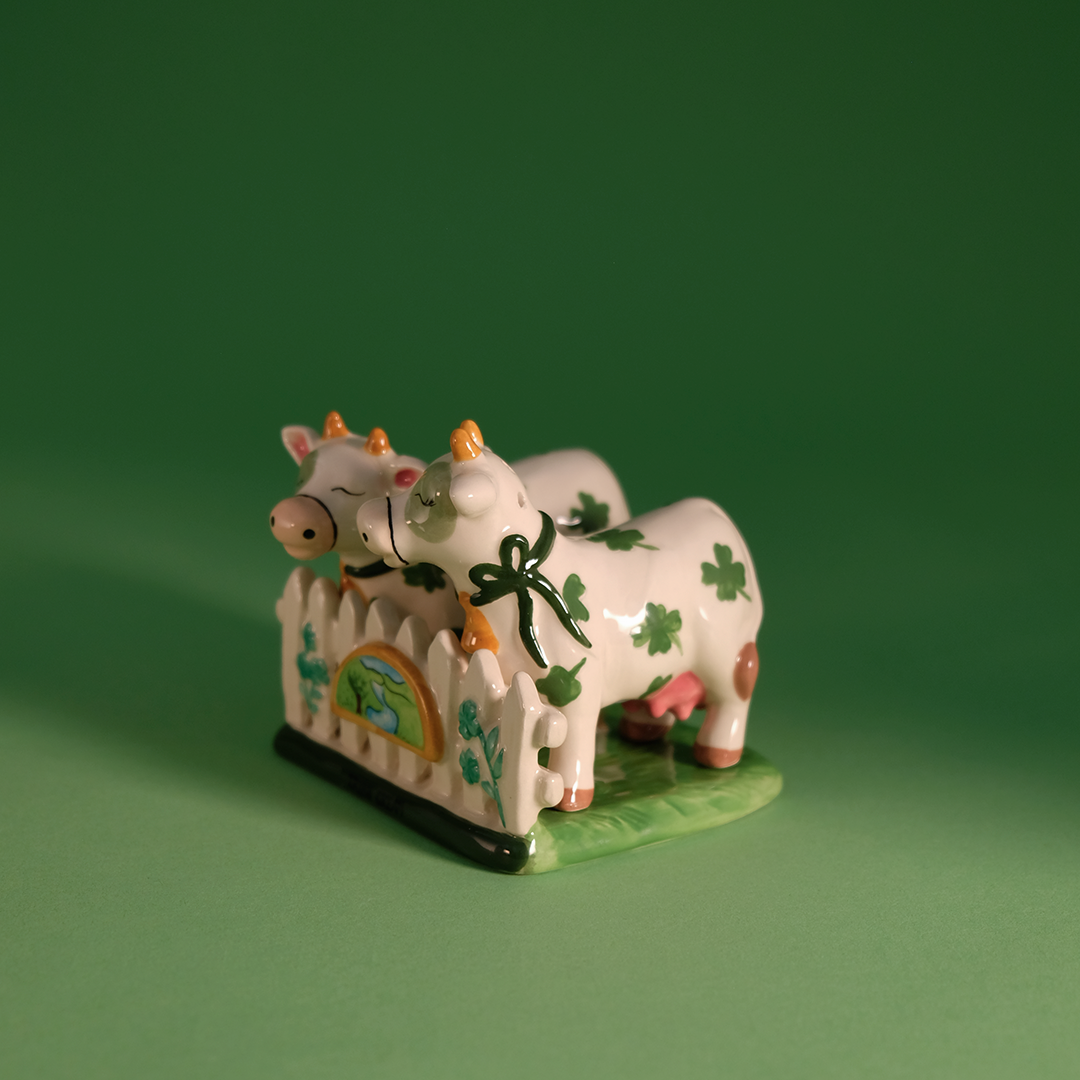 Cow Salt & Pepper Set with Dish