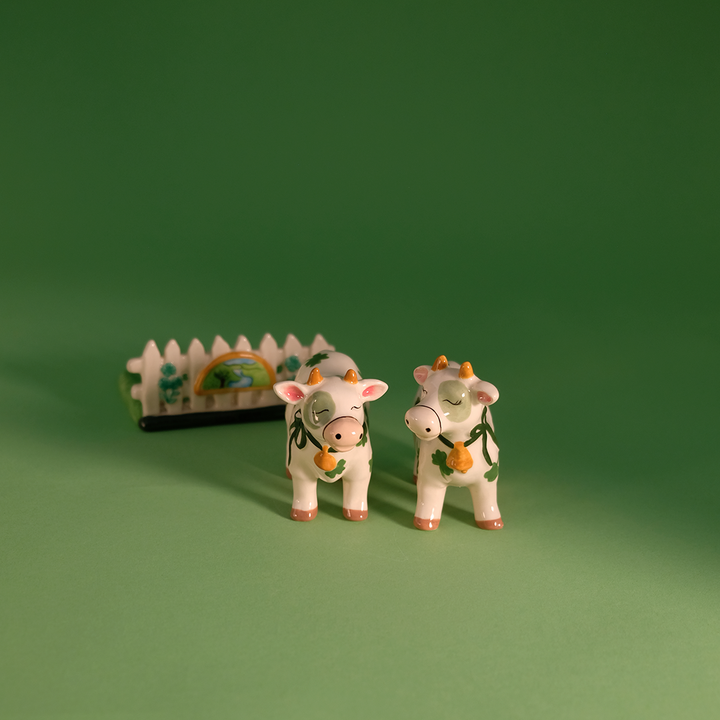 Cow Salt & Pepper Set with Dish