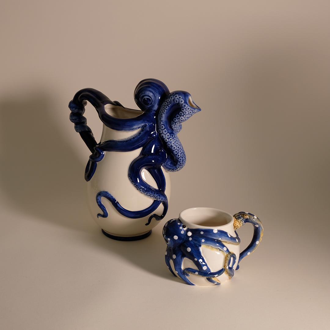 Blue Octopus Pitcher