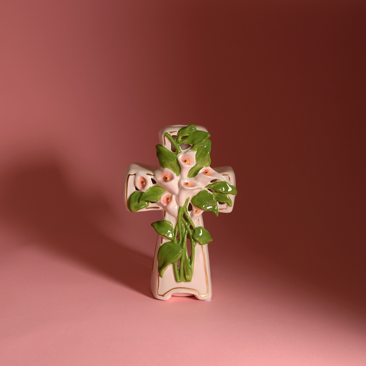 Lily Cross Tealight Holder in White