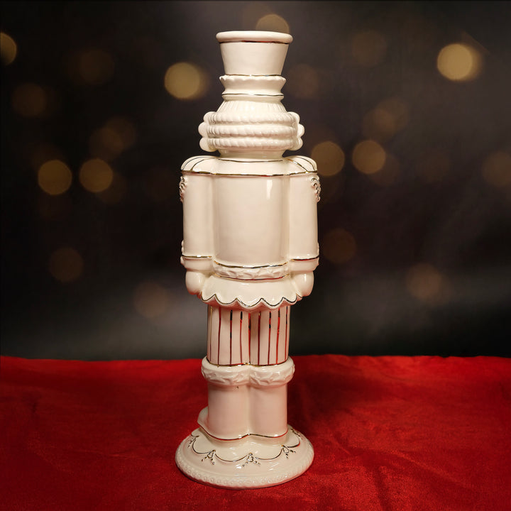 Trophy White Gold Nutcracker Figurine