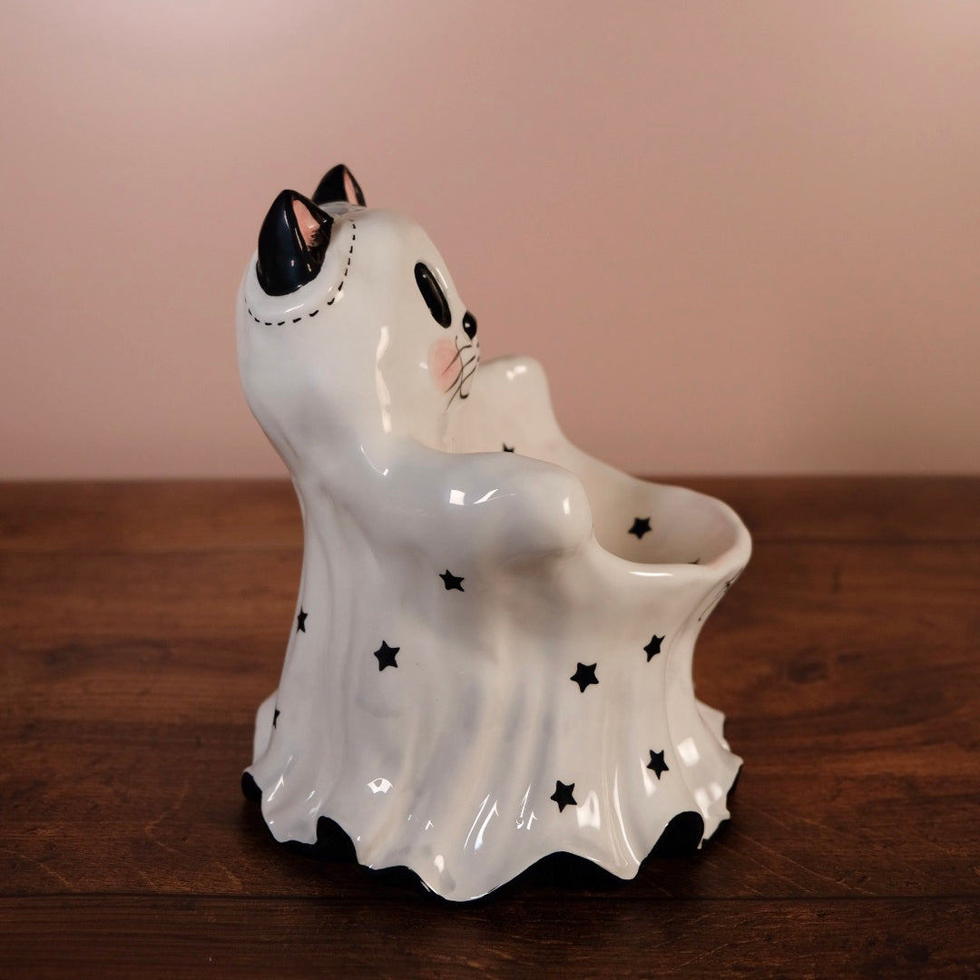Cat Ghost Pedestal Bowl