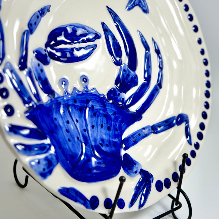 Magic Sea 10.5" Crab Dinner Plate - Cobalt Blue