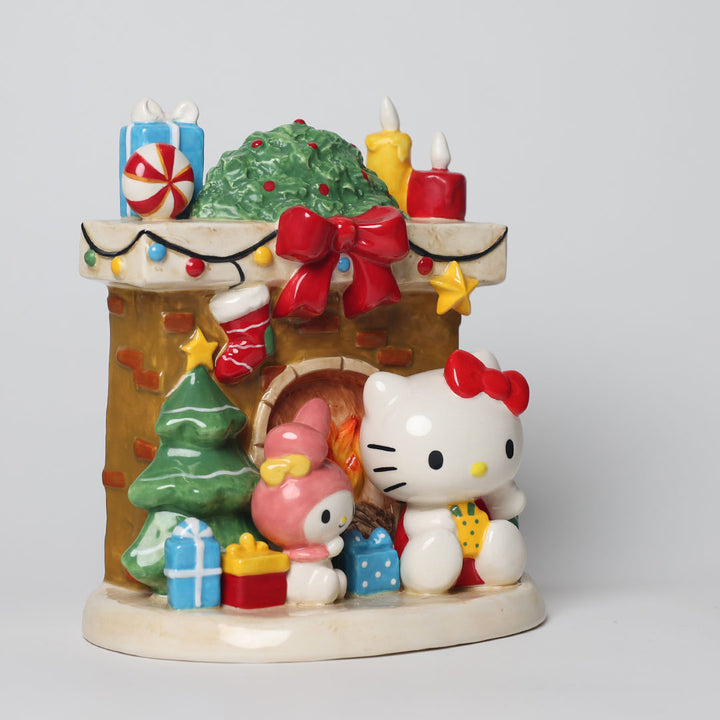 Hello Kitty and My Melody Holiday Fireplace Figurine