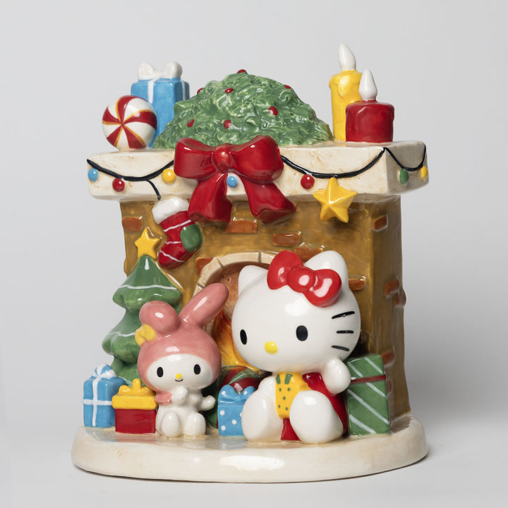 Hello Kitty and My Melody Holiday Fireplace Figurine