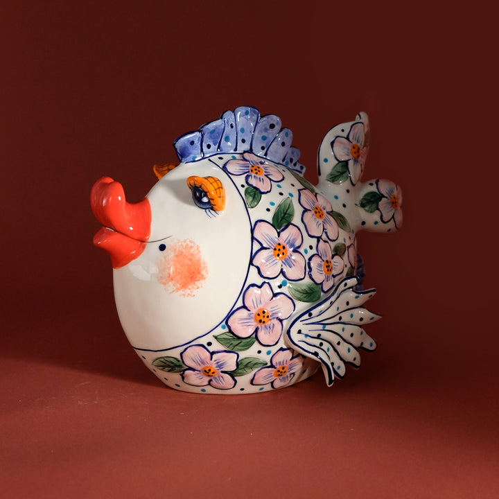 Flower Fish Figurine - Pink