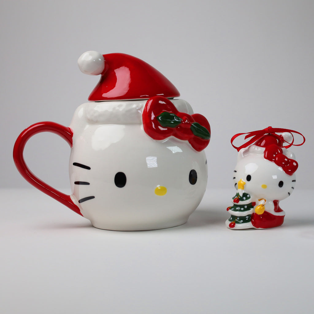 Hello Kitty Figural Mug with Lid & Ornament Gift Set