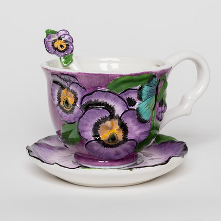 Clayworks Pansy Tea Time Set