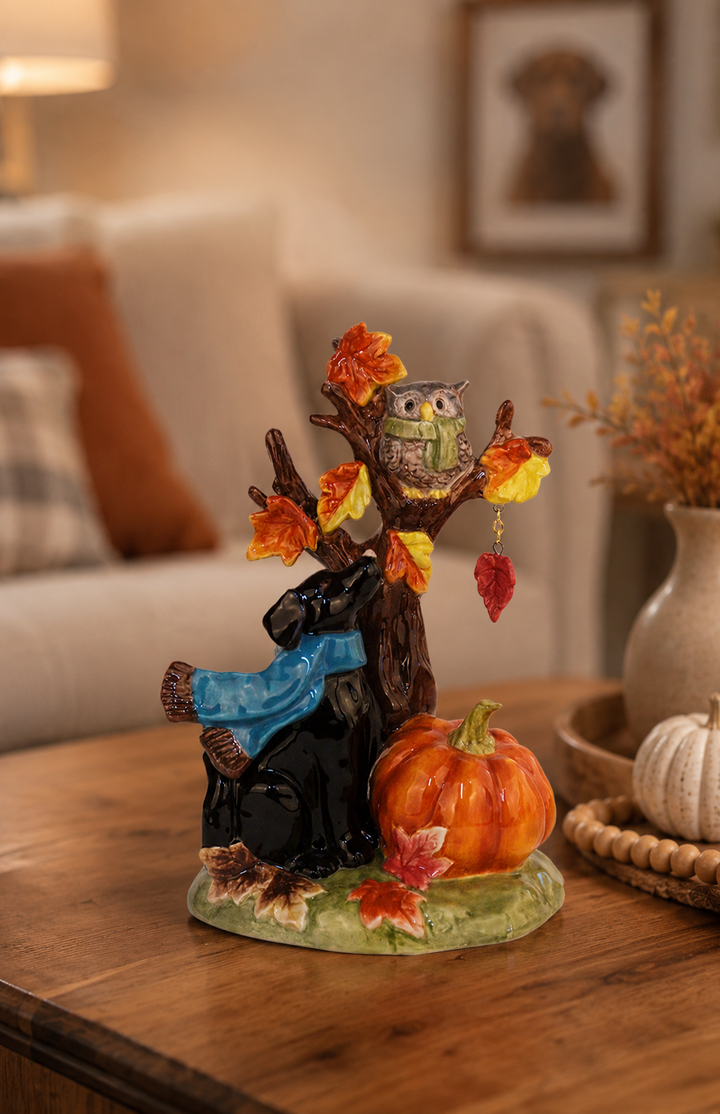 Autumn Tree Lab Dog Figurine