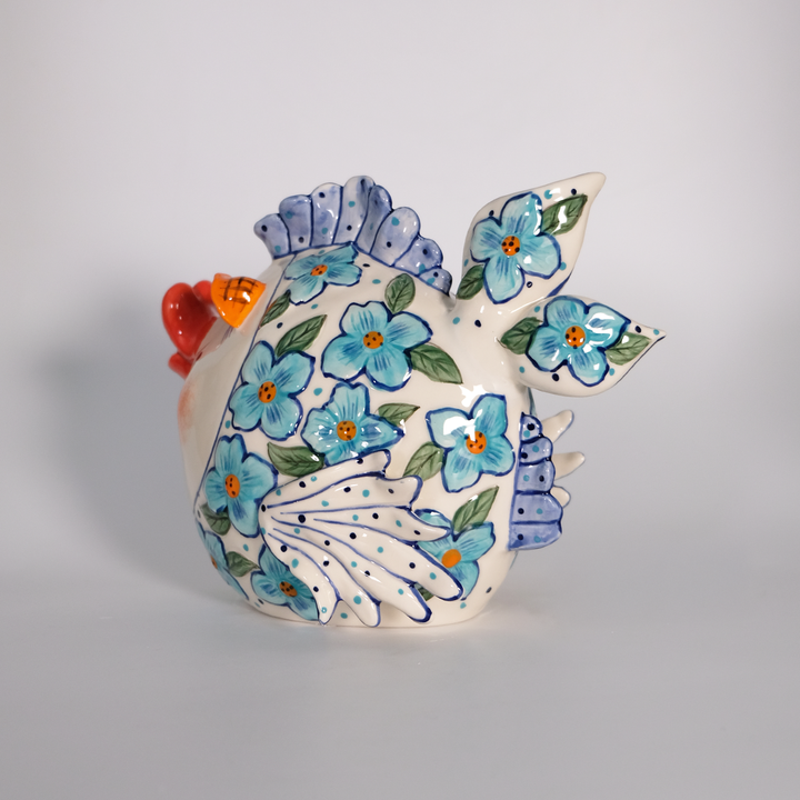 Flower Fish Figurine - Blue