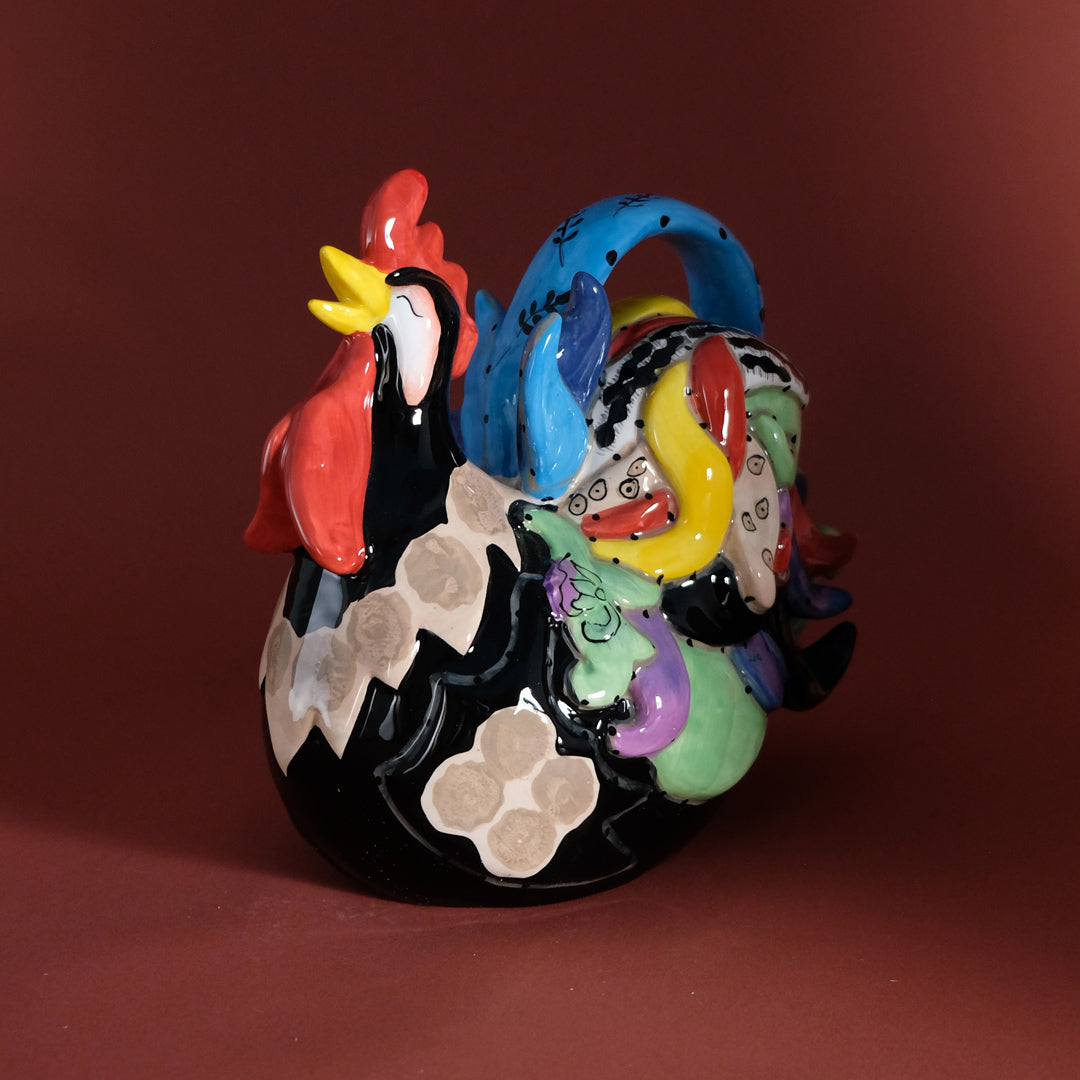 Funky Black Rooster Figurine