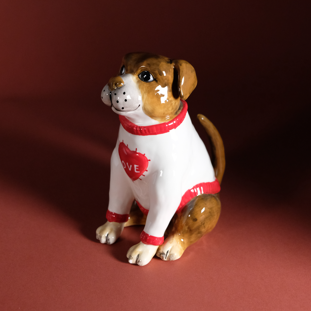 Dog Figurine in White Sweater