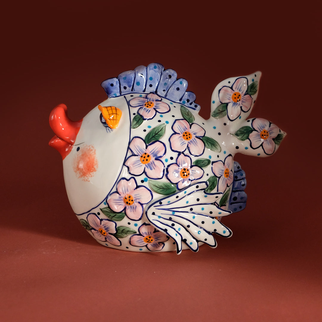Flower Fish Figurine - Pink