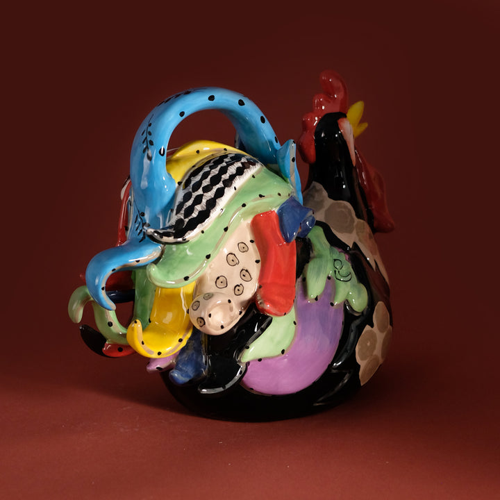 Funky Black Rooster Figurine