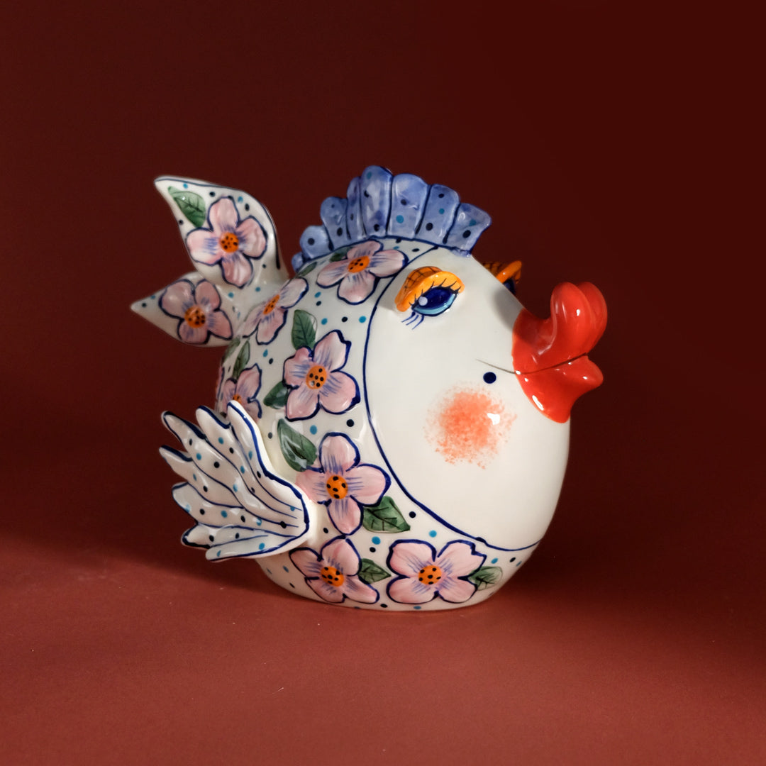 Flower Fish Figurine - Pink