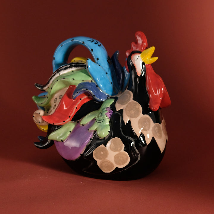 Funky Black Rooster Figurine