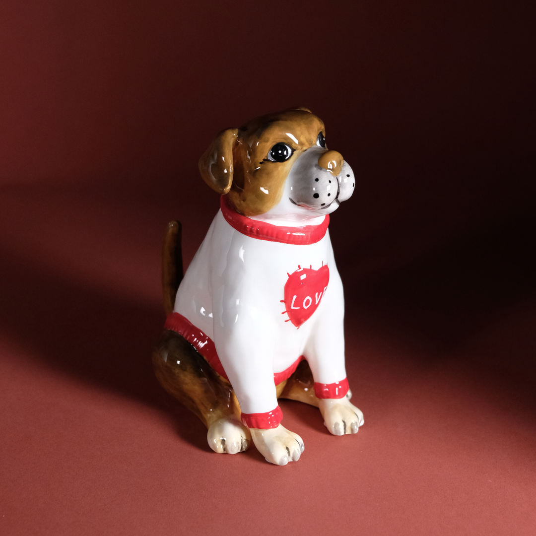 Dog Figurine in White Sweater