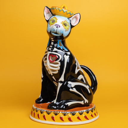 Clayworks Halloween Day of the Dead Dog Figurine