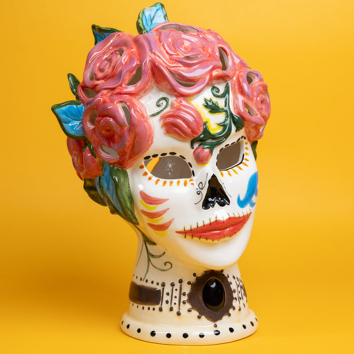 Clayworks Day of the Dead Head Tealight Holder