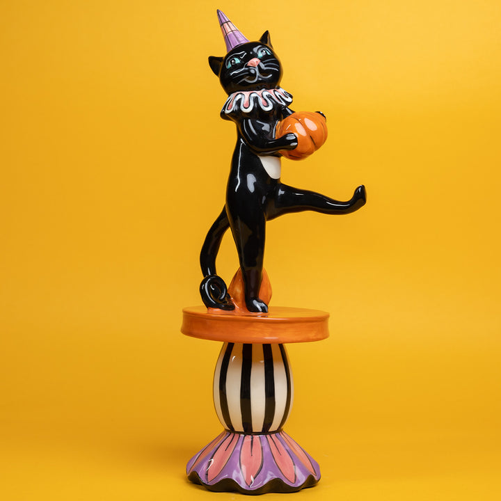 Clayworks Vintage Black Cat Circus Figurine