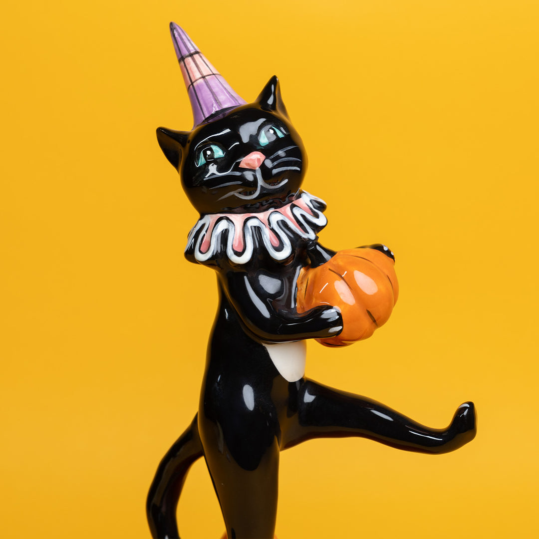 Clayworks Vintage Black Cat Circus Figurine