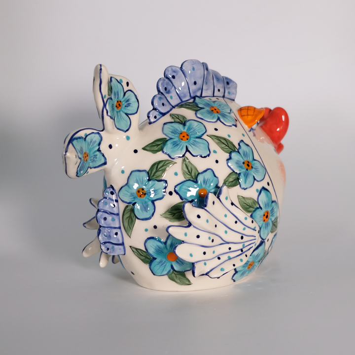Flower Fish Figurine - Blue