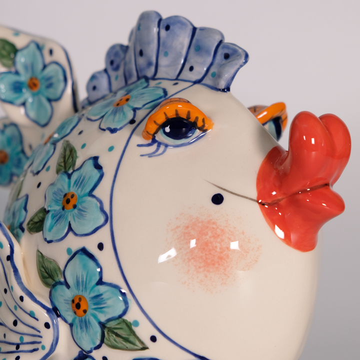 Flower Fish Figurine - Blue