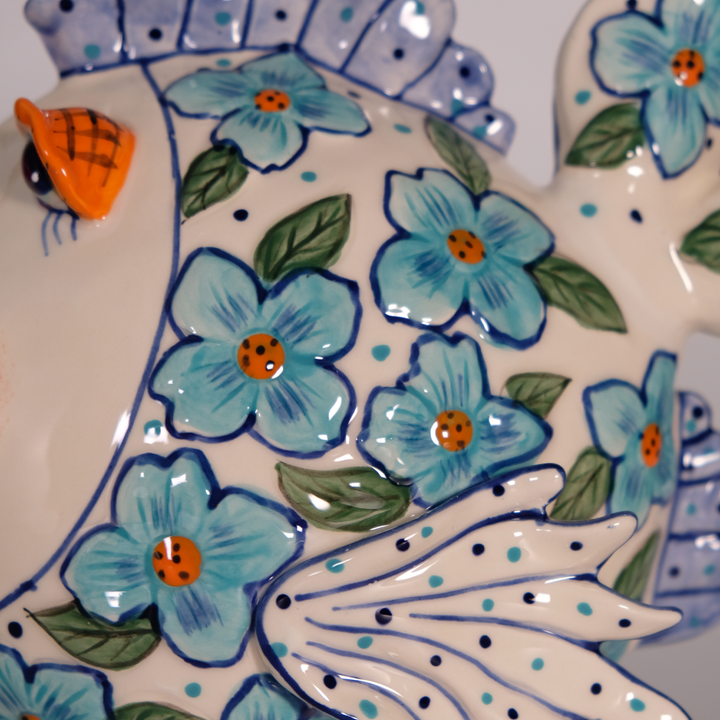 Flower Fish Figurine - Blue
