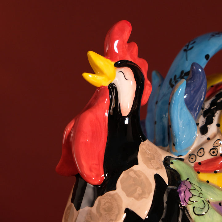 Funky Black Rooster Figurine