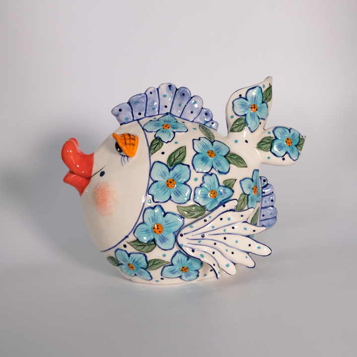 Flower Fish Figurine - Blue
