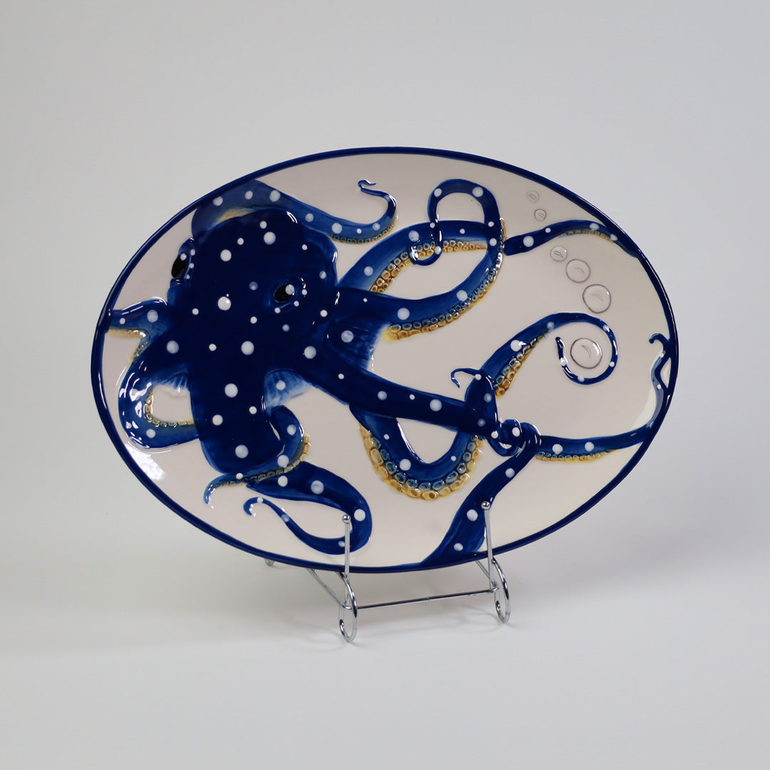 BLUE OCTOPUS OVAL PLATTER