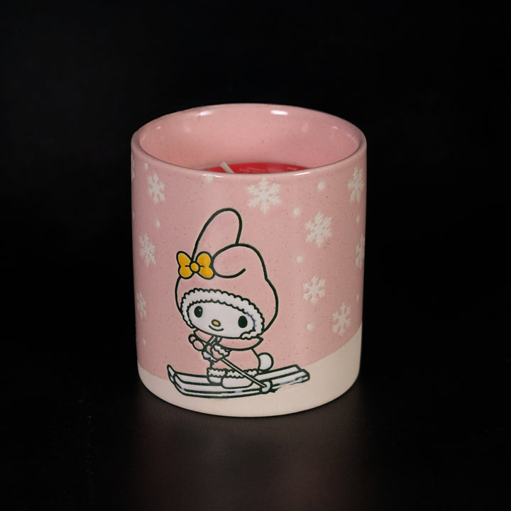 My Melody Down Hill Skiiing Ceramic Pink 8oz Candle