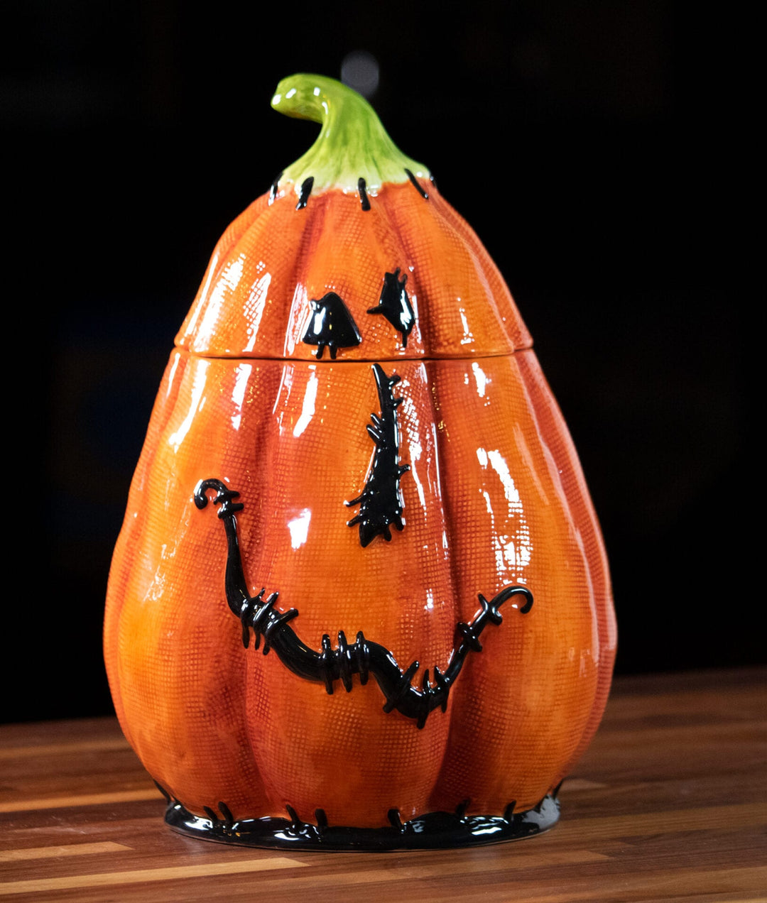 Clayworks Stitched Pumpkin Canister tall