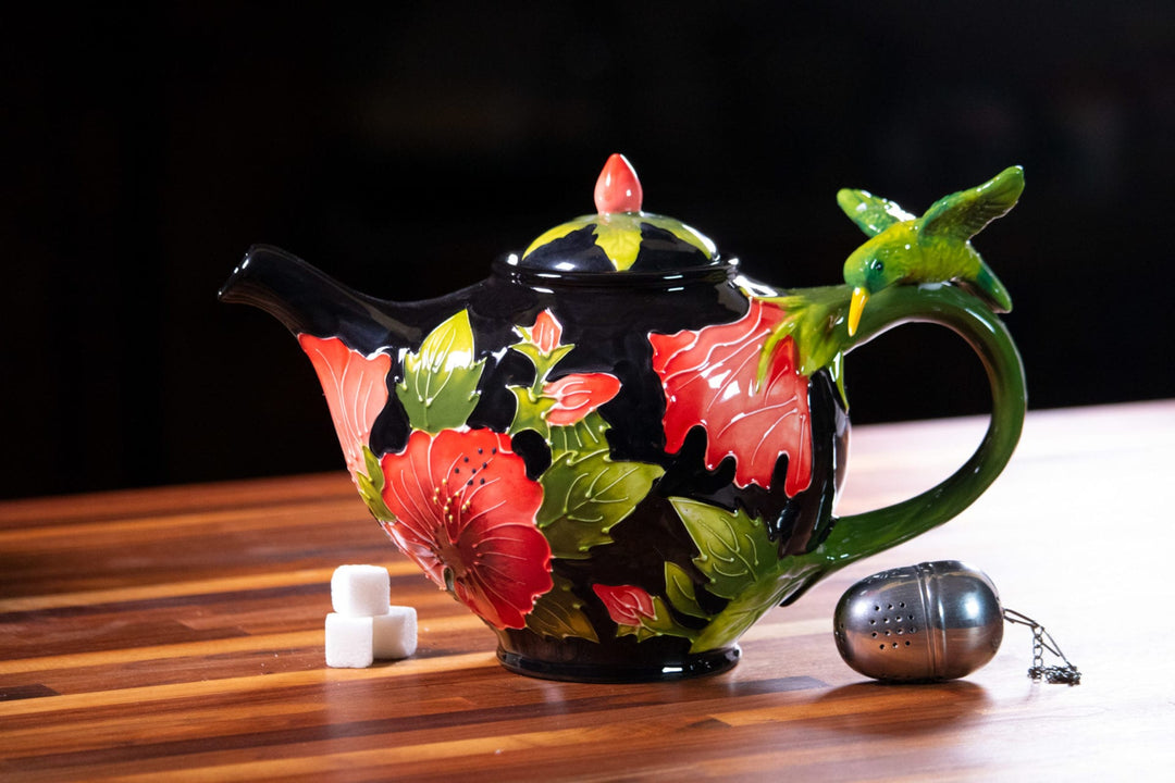 Black Hibiscus Teapot