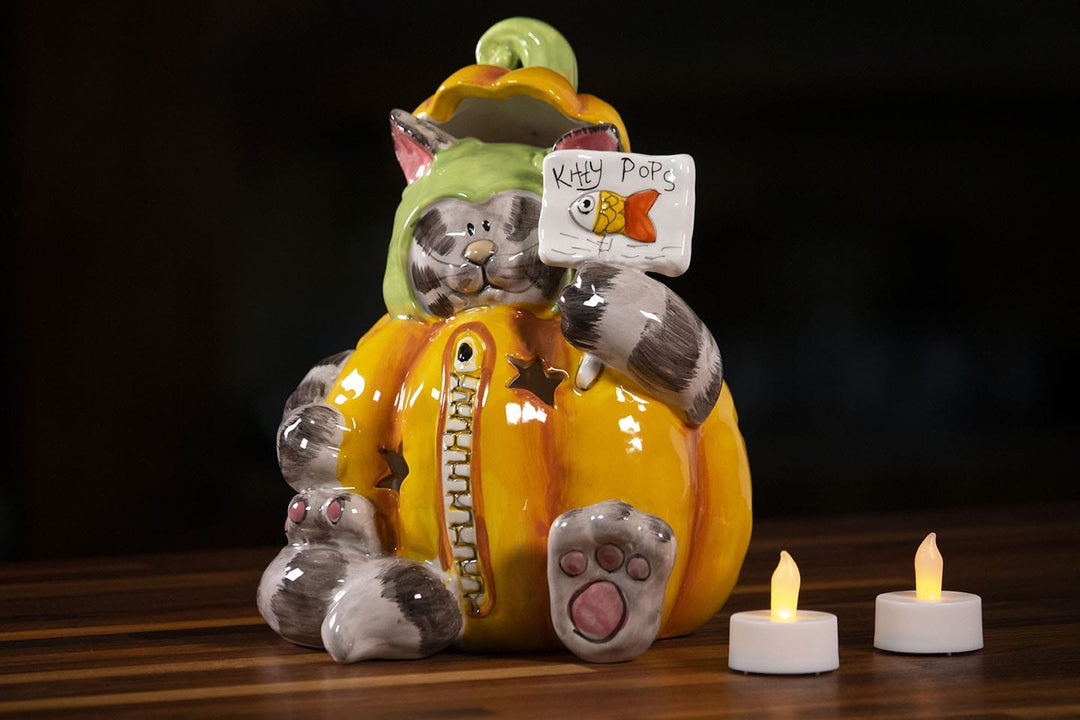 Pumpkin Cat Tealight Holder