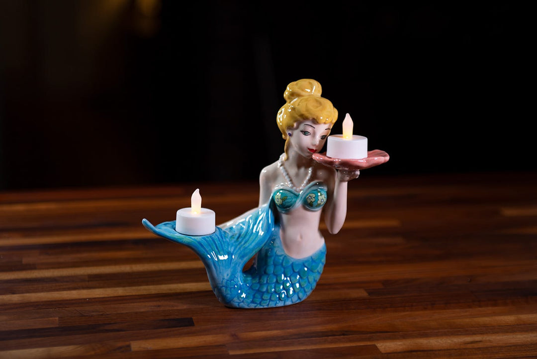 COLORED MERMAID DOUBLE TEALIGHT HOLDER