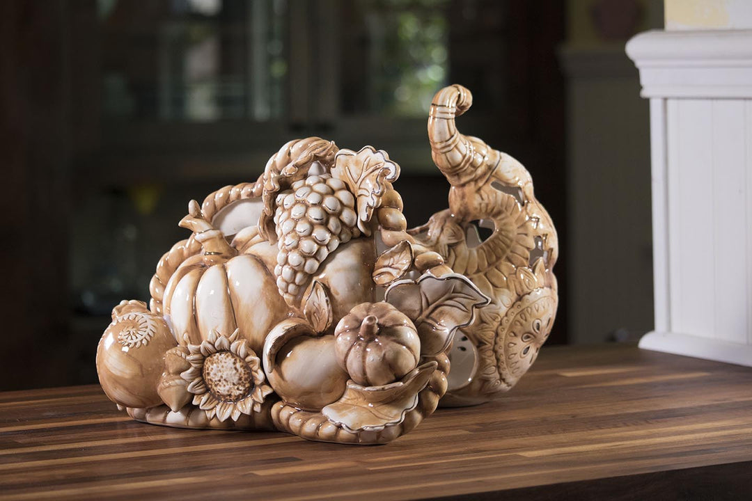 Bountiful Cornucopia Tealight with Gold