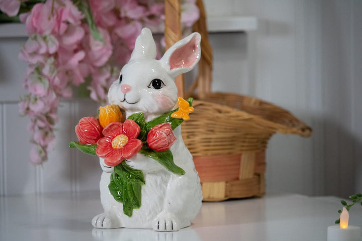 BLOSSOM VALLEY FLORAL BUNNY FIGURINE