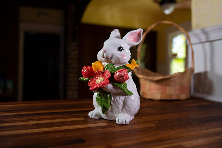 BLOSSOM VALLEY FLORAL BUNNY FIGURINE