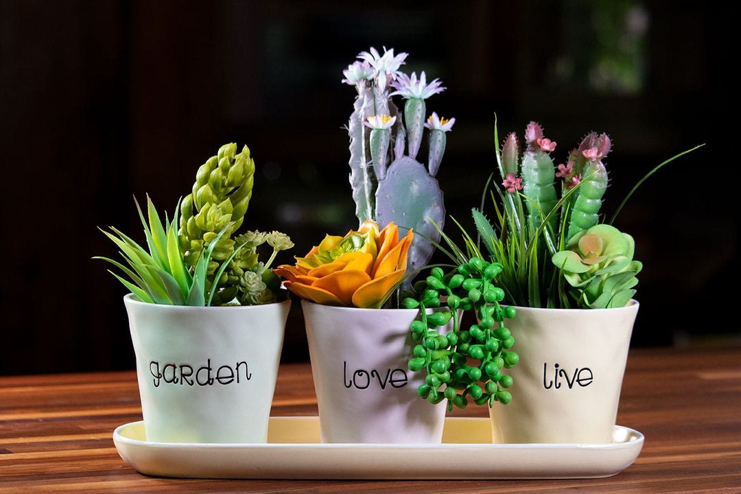 Live Love Garden Set of 4" Planters Tray