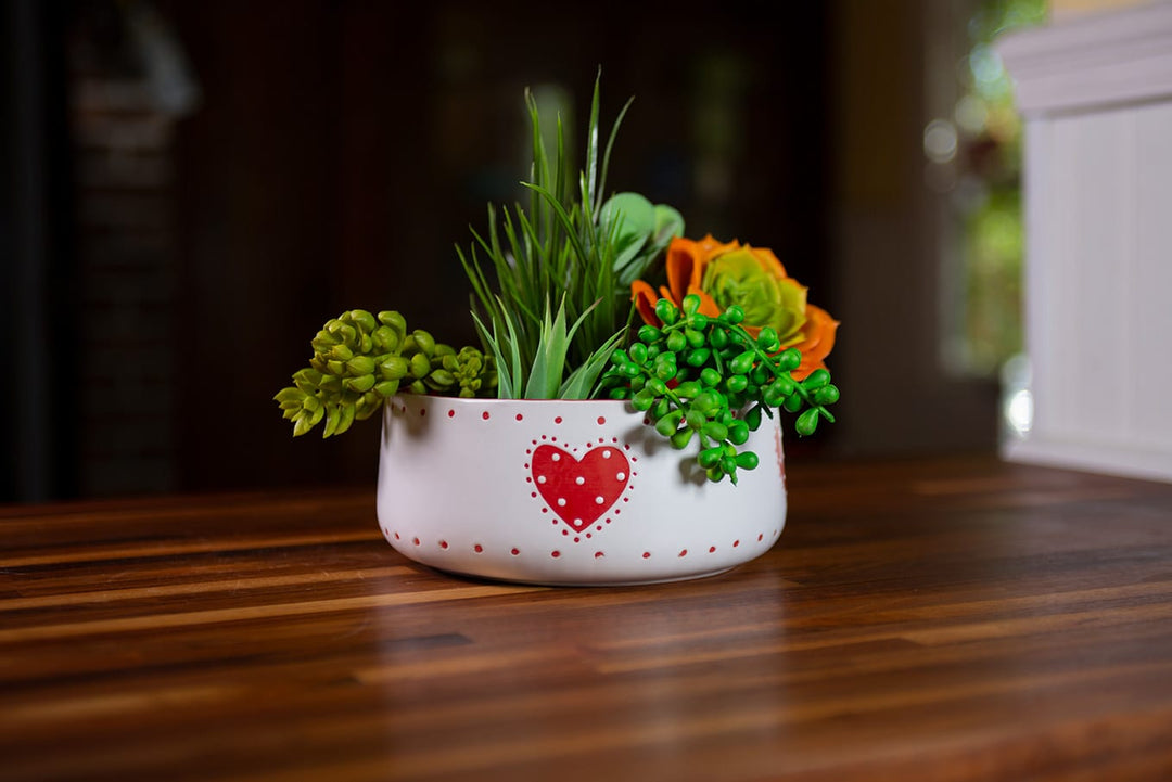 Red Country Heart Flower Pot