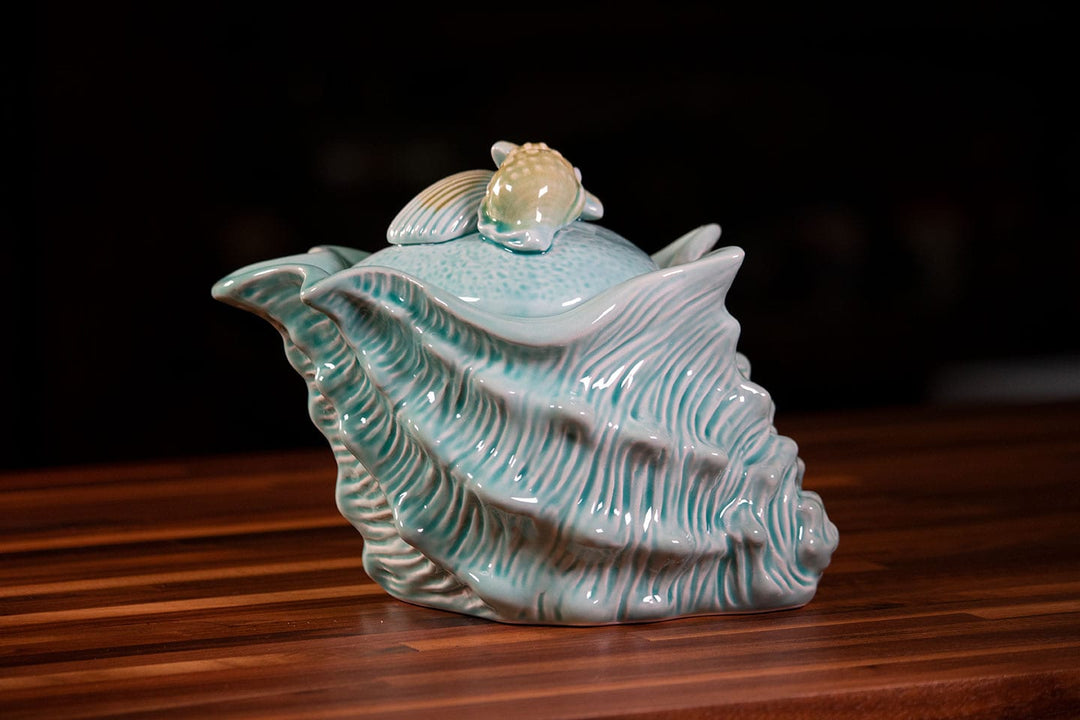 Shell Figural Sugar Bowl Blue