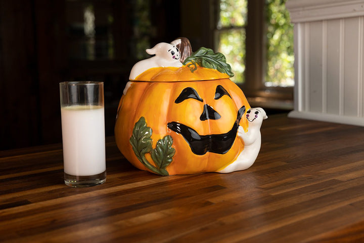 Pumpkin Ghost Cookie Jar