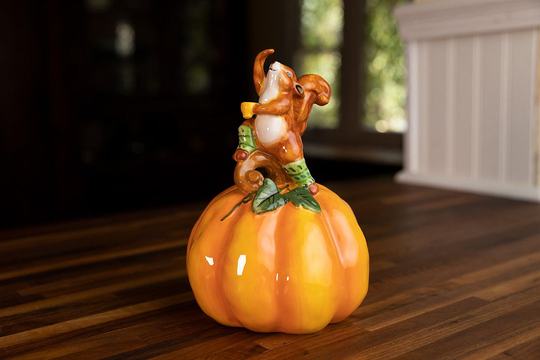 Pumpkin Squirrel Figurine