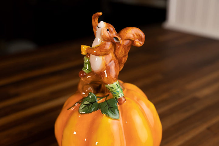 Pumpkin Squirrel Figurine