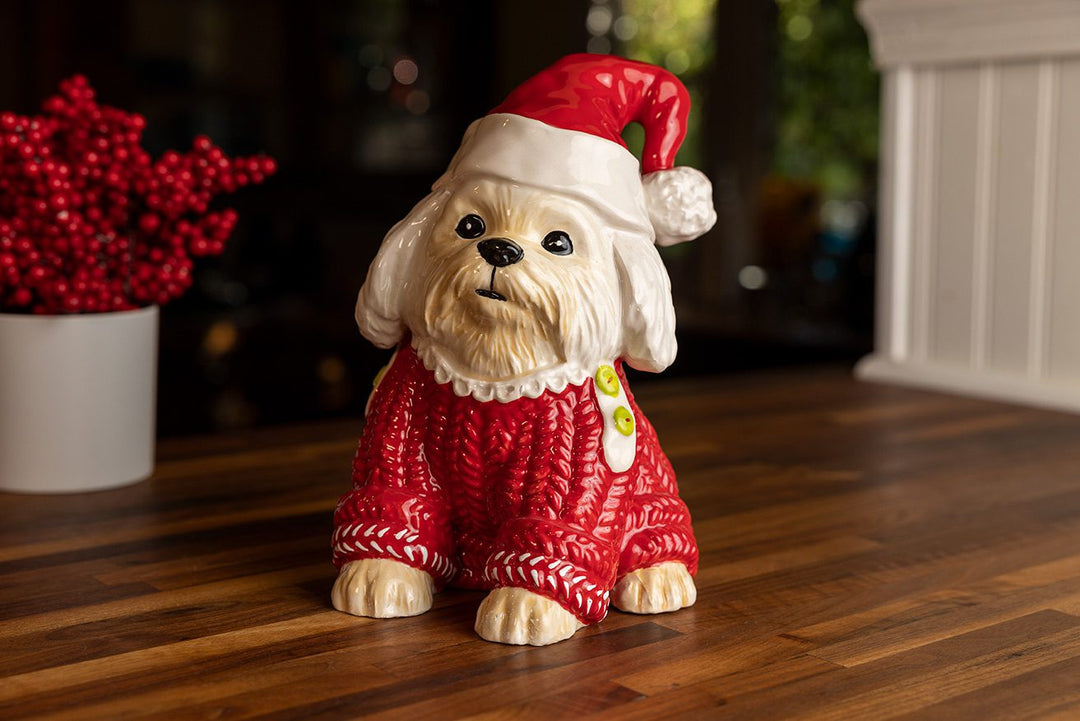 Hannah Maltese Holiday Figurine